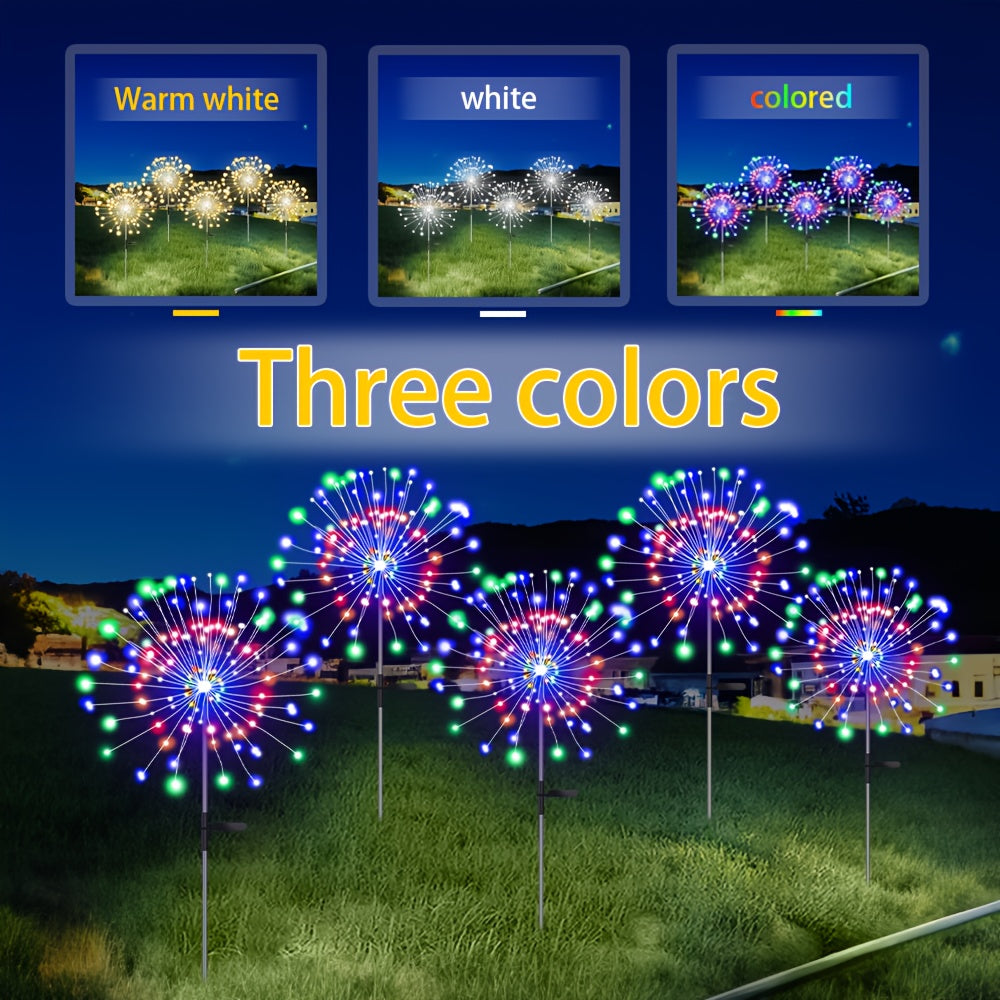 8 lighting modes outdoor solar LED smart lights, solar festival scenery decoration lights, DIY various shapes of courtyard garden paths, courtyard villas outdoor lighting decoration fireworks lights