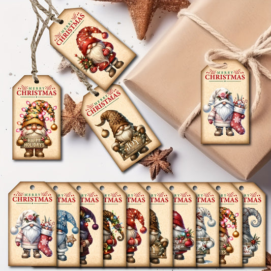 50pcs Christmas Gnome Tags, Paper Holiday Gift Decoration Labels, Festive Tree Ornaments, No Electricity Needed, Featherless, for General Use
