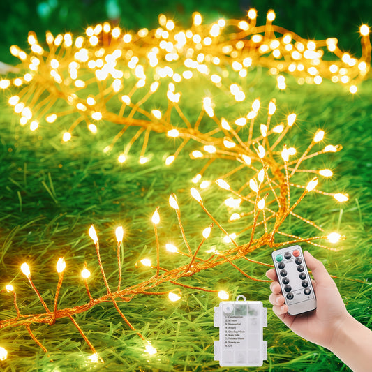 1 Fairy String Lights, 200/100/50 LED Bulbs, 8 Modes with Remote Control and Timer, Indoor/Outdoor Battery-Powered Classic Decoration Lighting for Bedroom Parties, Garden Tree Decorations, Christmas Halloween Holiday Decor Ha