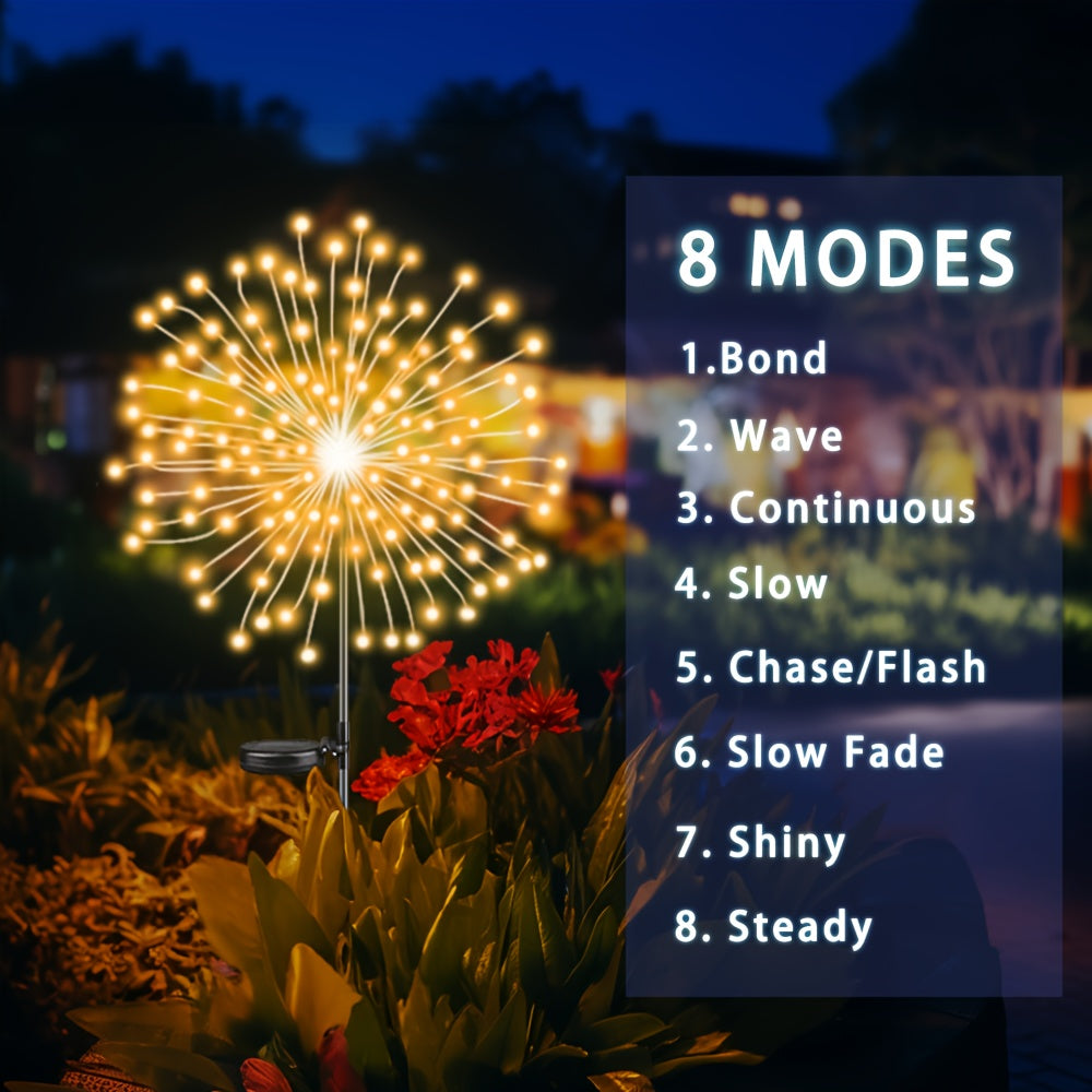 8 lighting modes outdoor solar LED smart lights, solar festival scenery decoration lights, DIY various shapes of courtyard garden paths, courtyard villas outdoor lighting decoration fireworks lights