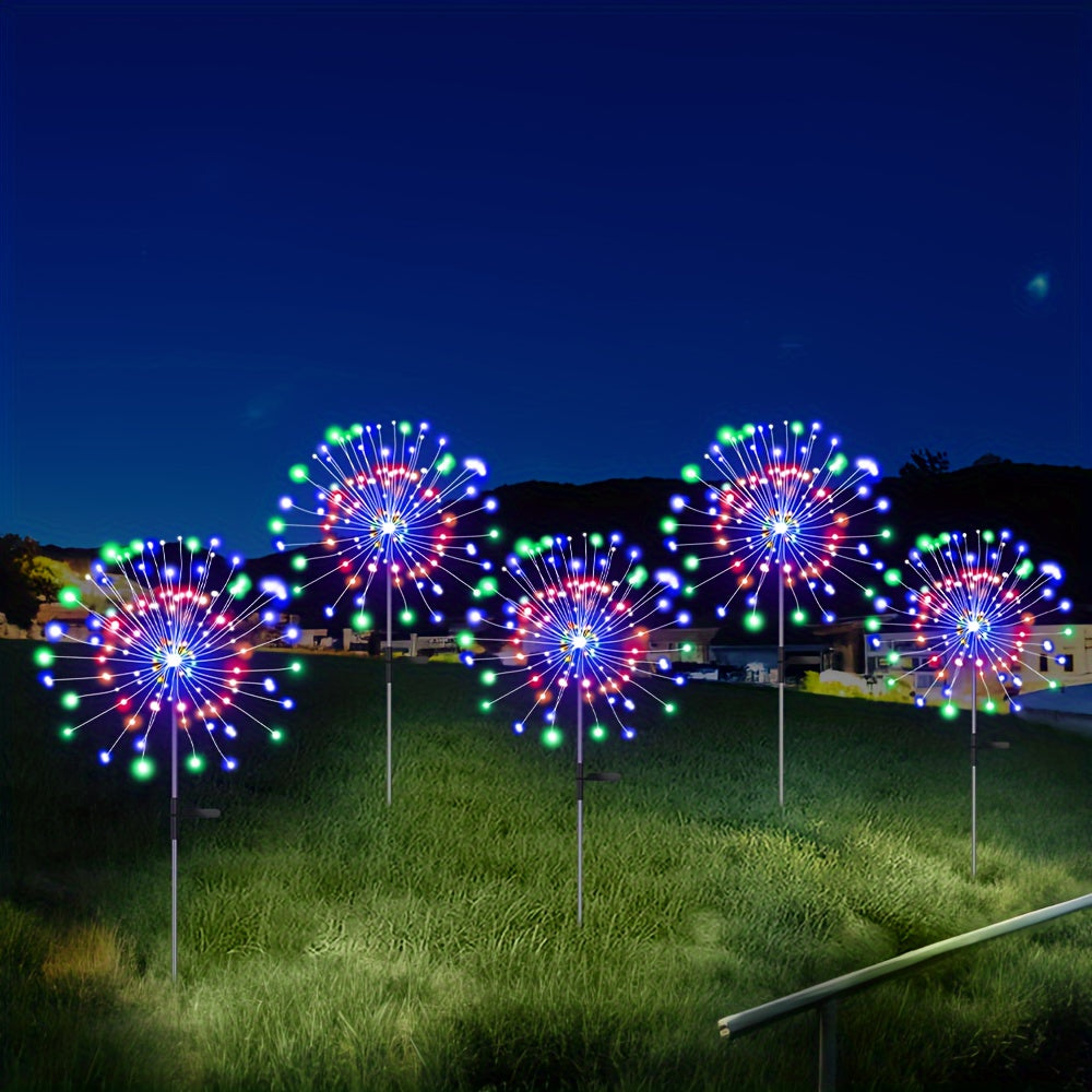 8 lighting modes outdoor solar LED smart lights, solar festival scenery decoration lights, DIY various shapes of courtyard garden paths, courtyard villas outdoor lighting decoration fireworks lights