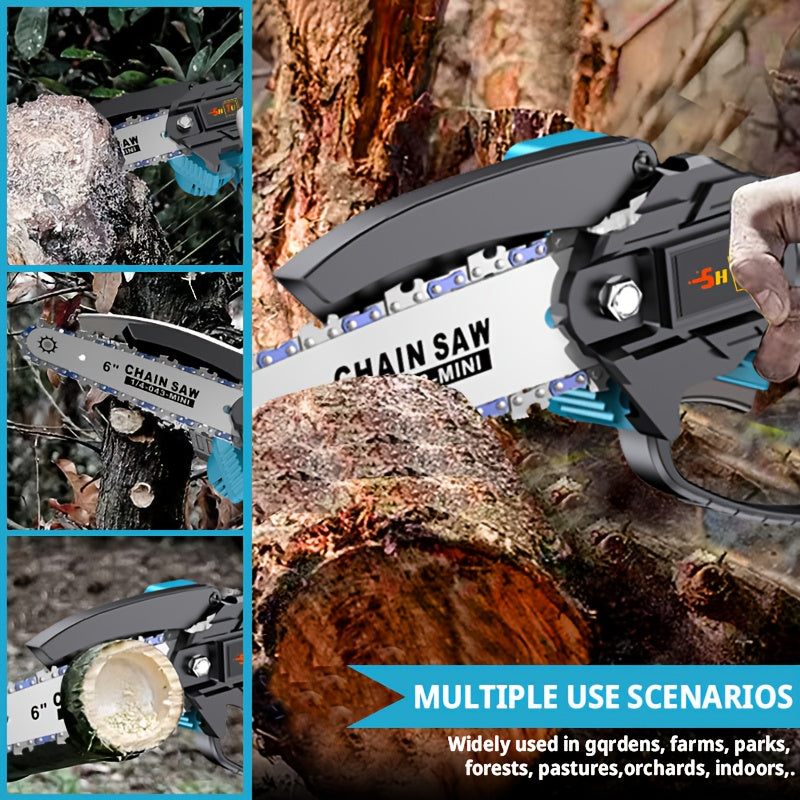 2025 New Mini Chainsaw Wireless - Lightweight Handheld Electric Chainsaw with Safety Lock, Splash Guard & Rechargeable Battery, Portable Tree Cutting Machine for Branch Trimming, Maintenance, & Use Suitable for Tree Cutting,,