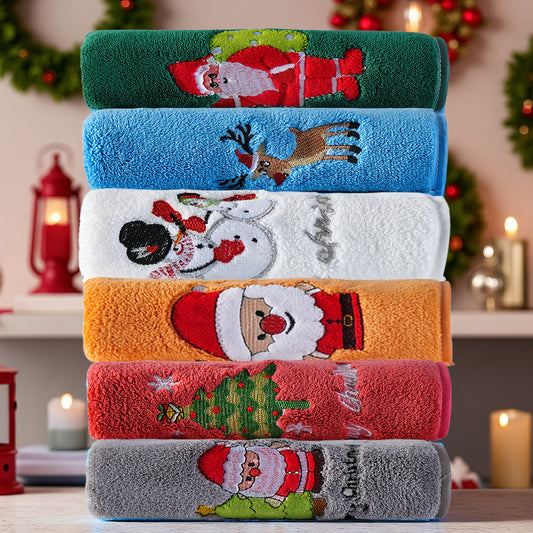 6pcs Christmas Towel Set, Hand Towels, 42-70cm, 6pcs Hand Towel Set, Ultra Soft and Thick, Quick Drying, Ideal Bathroom Supplies Suitable for Home Bathrooms, Santa Claus, Christmas Tree, Christmas Deer, Wash Cloths