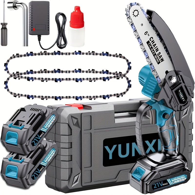 2025 New Mini Chainsaw Wireless - Lightweight Handheld Electric Chainsaw with Safety Lock, Splash Guard & Rechargeable Battery, Portable Tree Cutting Machine for Branch Trimming, Maintenance, & Use Suitable for Tree Cutting,,