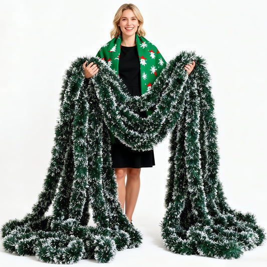 2025 Luxury Christmas Party Decoration Garland, 6m Long Christmas Vine Wreath, Suitable for Front Door, Living Room, Staircase, Fireplace, Courtyard, Christmas Tree Decoration, Christmas Gift DIY Material, Christmas Party Bac